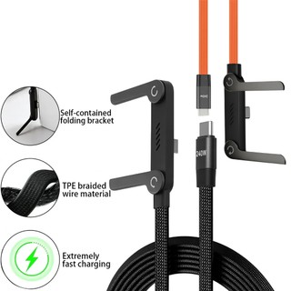 2in1 USB Type-C 240W Cáp sạc siêu nhanh Giá đỡ gấp cho điện thoại 15-17 Cáp sạc điện thoại Android USB sang C, C đến C