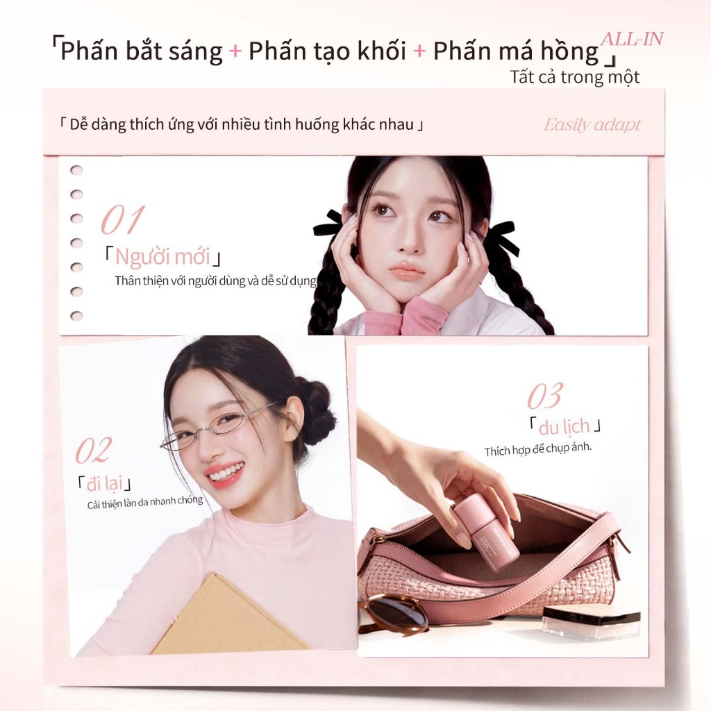 Má Hồng Mooekiss Kem Lì, Mịn Nhẹ, Tạo Khối Nhẹ, Nâng Tông Da, Lâu Trôi, Dễ Tán