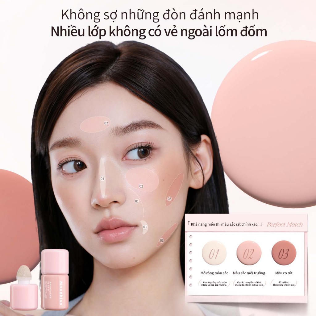 Má Hồng Mooekiss Kem Lì, Mịn Nhẹ, Tạo Khối Nhẹ, Nâng Tông Da, Lâu Trôi, Dễ Tán