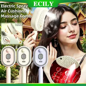 ECILY Xịt Điện 3 Trong 1 Đệm Không Khí Massage Lược Tự Làm Sạch Hơi Nước Tinh Dầu Bàn Chải USB Sạc Xịt Da Đầu Lược Chống Tĩnh Điện Tự Làm Sạch Bàn Chải Tóc