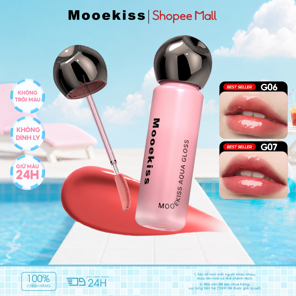Mooekiss cảm giác dung dịch son bóng sảng khoái và bóng trong suốt