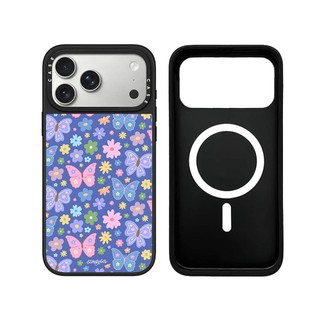 Không Dây Từ Tính Cho iPhone 17 16 15 14 13 Pro Max Plus Hoa Bướm Đen Cạnh Cứng Ốp điện thoại Khắc Logo