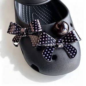 Phụ Nữ Girls6Psc Tắc Sandal Giày DIY Quyến Rũ Phong Cách Dễ Thương Nơ Đen Mặt Dây Chuyền Nút Lỗ Giày Trang Trí Bộ Phụ Kiện Quà Tặng