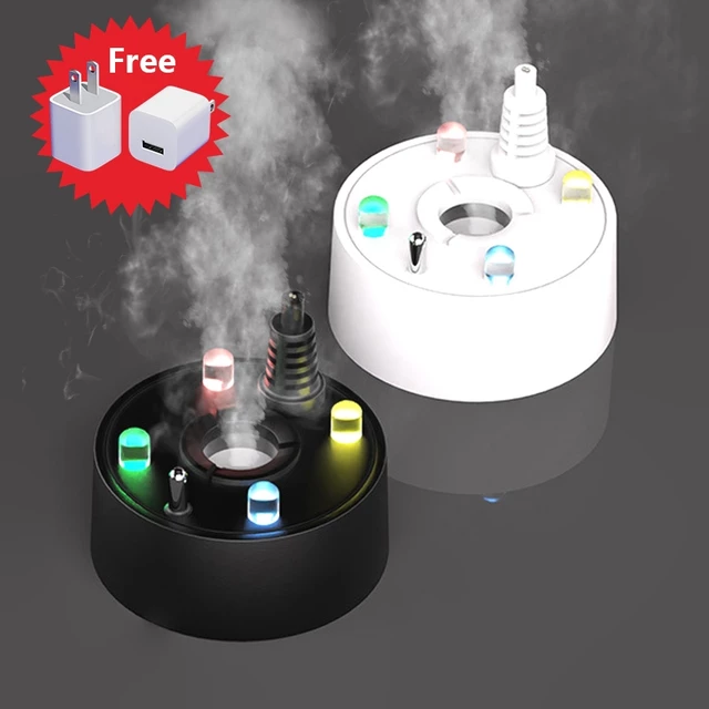 Máy tạo sương mù bể cá 5V Máy phun sương 4 đèn led siêu âm phun sương siêu lớn khuếch tán độ ẩm cho máy trồng cây rockery đài phun nước