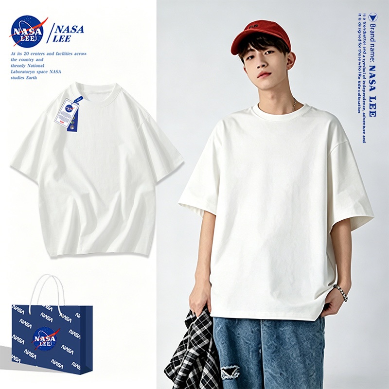 Áo thun NASA màu trơn nam Cotton 100% thật, vải mềm mại thoáng mát không hầm bí form Unisex