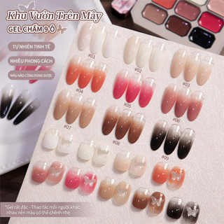 Gel Sơn Móng Tay Cloud Garden Kem Che Khuyết Điểm Mùa Thu Đông với Hiệu Ứng Phấn Hồng Che Phủ Viền Tự Do Thiết Kế Vẽ Chín Ô Trên Móng