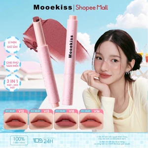 Bút bùn môi Mooekiss, son môi ép mờ mượt, bóng môi mờ, son môi màu hồng mờ