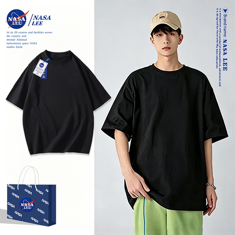Áo thun NASA màu trơn đa dạng màu lựa chọn, Cotton 100% tay ngắn phong cách Unisex