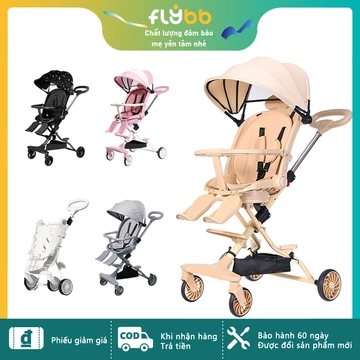 Xe đẩy em bé, Xoay 360 độ, Xe đẩy em bé hai chiều, Nhẹ di độFLYBB Xe đẩy em bé gập gọn di động Dành cho trẻ sơ sinh từ 0-3 tuổi Tặng kèm khay ăn Điều chỉnh ba tư thếng