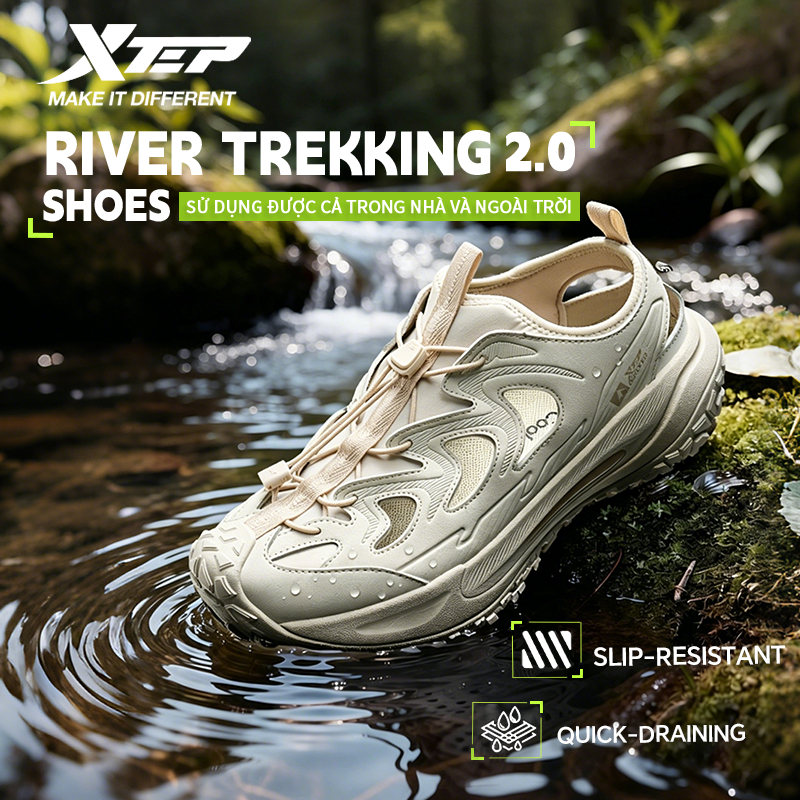 【XTEP】River Trekking 2.0 | Sandal nam giày đi nước, sandal leo núi thoáng khí mùa hè giày đi biển, nhanh khô chống trượt