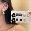 Bộ 5 Bông Tai Ngọc Trai Nhung Màu Đen Vintage, Đa Phong Cách Nơ Hoa Vuông Tròn Thả Ngọc Trai Thanh Lịch Nữ Trang Sức