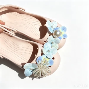 Bohemian Họa Tiết Xanh Giày Quyến Rũ 8 Chiếc Sandal Nữ Trang Trí Nút DIY Phụ Kiện Giày Bộ