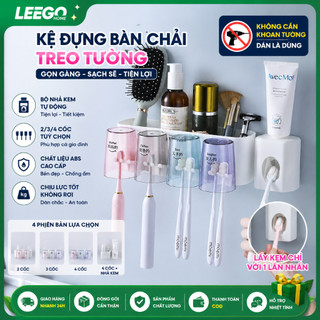 Leego Bộ Nhả Kem Đánh Răng 2/3/4 Cốc Kệ Treo Bàn Chải Đánh Răng kệ để đồ dán tường nhà tắm cốc đánh răng