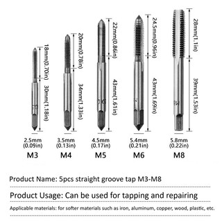 Set 6 / 8 Phụ Tùng Vít Vặn M3 M4 M5 M6 M8 M10 M12 1 / 16 "- 1 / 2"