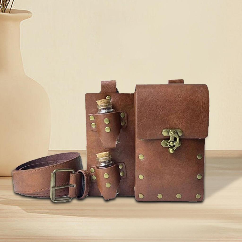 Túi đeo thắt lưng thời trung cổ Jfory Dây da PU eo Steampunk cho