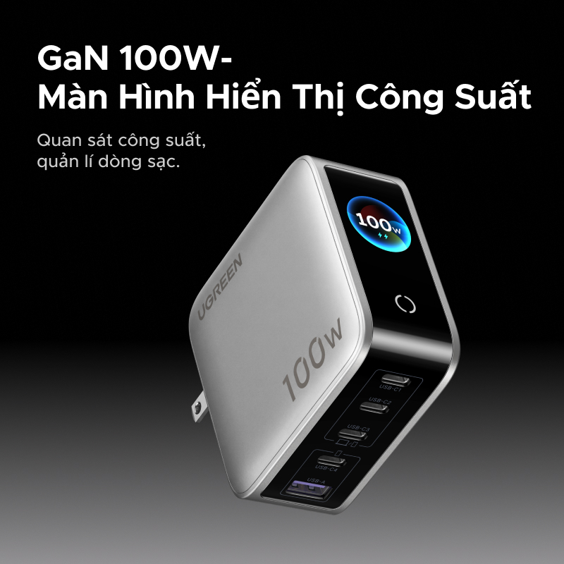 Bộ sạc GaN 5 cổng UGREEN 100W (USB-C * 4 / USB-A * 1)/160W, Bộ sạc nhanh cho Iphone / Samsung / Máy tính / Ipad | BigBuy360 - bigbuy360.vn
