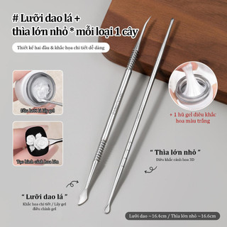 Miss Gooey Bút tạo kiểu móng hai đầu dụng cụ trộn gel kim loại bút pha màu bằng thép không gỉ chuyên dùng để tạo hình 3D công cụ chuyên nghiệp cho việc làm móng