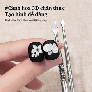 Miss Gooey Bút tạo kiểu móng hai đầu dụng cụ trộn gel kim loại bút pha màu bằng thép không gỉ chuyên dùng để tạo hình 3D công cụ chuyên nghiệp cho việc làm móng