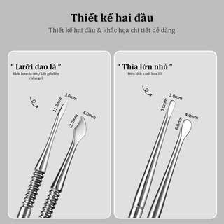 Miss Gooey Bút tạo kiểu móng hai đầu dụng cụ trộn gel kim loại bút pha màu bằng thép không gỉ chuyên dùng để tạo hình 3D công cụ chuyên nghiệp cho việc làm móng