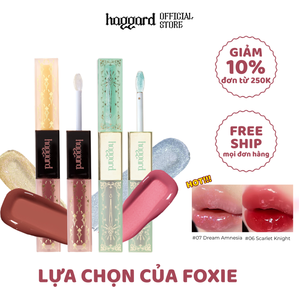 [MUA 2 ƯU ĐÃI] haggard Son Sương Nước Thủy Tinh Hai Đầu Dòng Quyền Trượng Screpter Series Lip Gloss