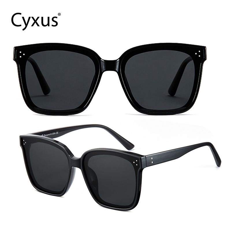 CyxusKính râm đen phân cực / Kính râm thời trang / Chống tia UV400 / Dành cho cả nam và nữ / Gọng vuông ngoại cỡ / Thích hợp cho du lịch 1014