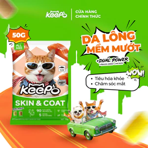 Thức ăn cho mèo KEEPO K1 Gói 50G, Omega 3 dưỡng da & lông, Tiêu hóa khỏe mạnh, Chăm sóc mắt