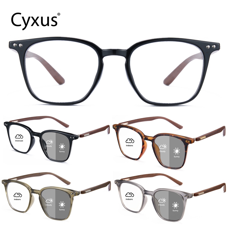 Cyxus Kính đổi màu tự động / Chống ánh sáng xanh / Kính kiểu Hàn Quốc / Tự động đổi màu / Chất liệu nhẹ / Dành cho cả nam và nữ / Phù hợp cho công việc và giải trí  8287