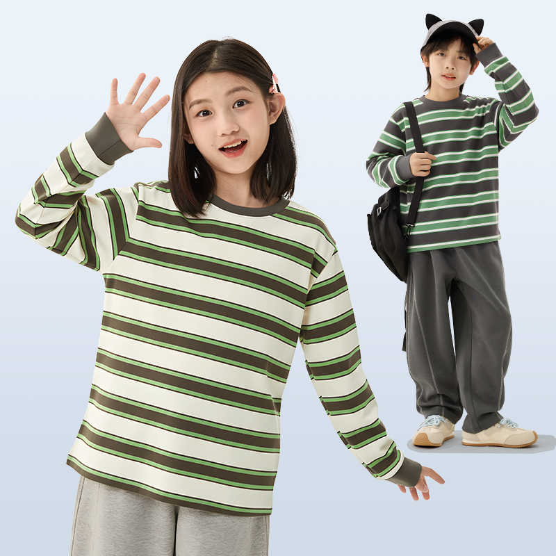 W.G.Q Áo thun dài tay bé trai，vải Cotton nguyên chất có in，mềm mại thoải mái，thời trang phù hợp