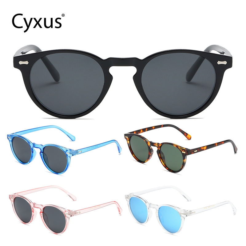 CyxusKính râm thời trang nữ / Kính râm phân cực / Kính râm kiểu Hàn Quốc / Chống tia UV400, gọng tròn thanh lịch, thích hợp cho bãi biển và du lịch, bảo vệ mắt đa chức năng P1583