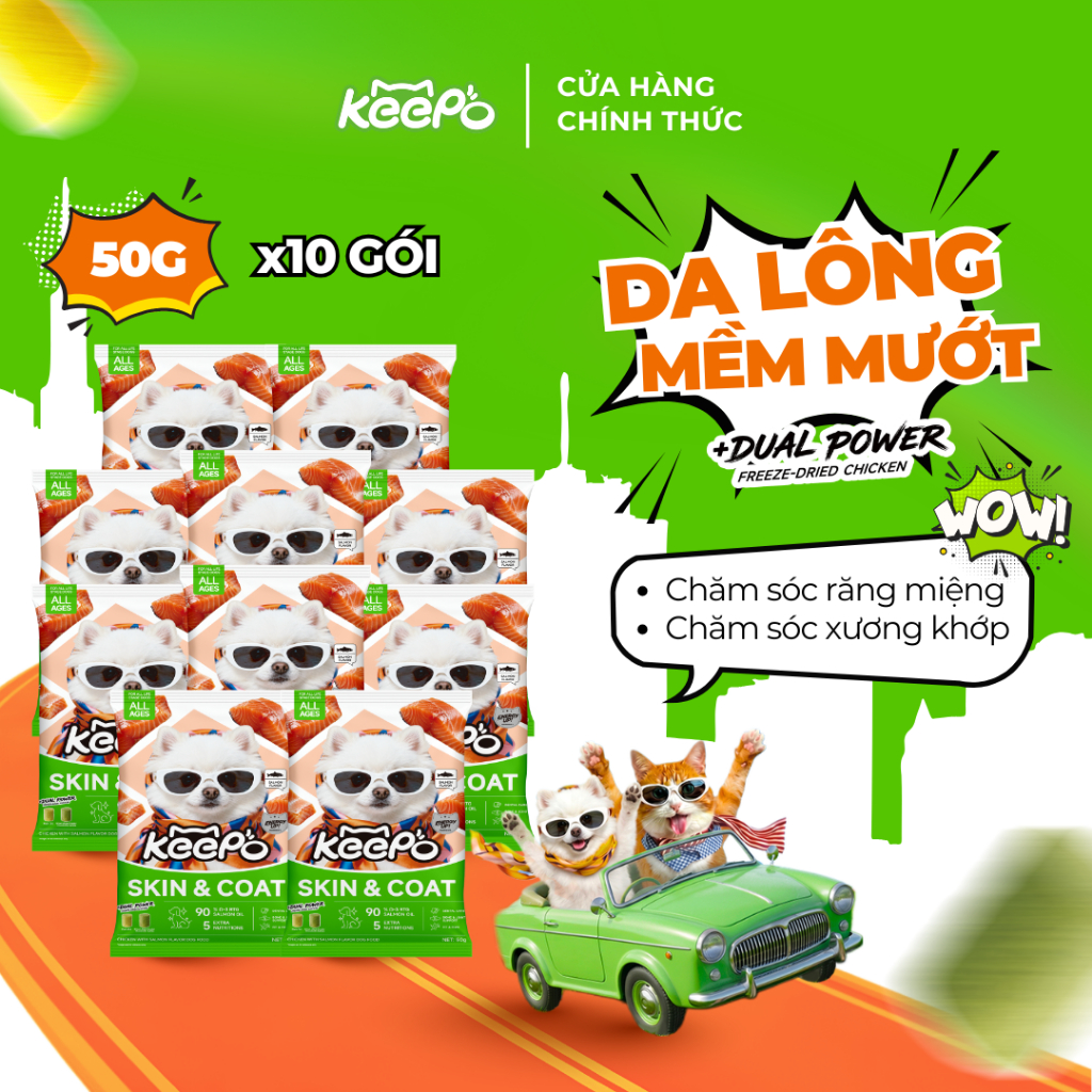 Hạt cho chó KEEPO K3 Combo 10 Gói 50G chăm sóc răng miệng, da mềm, lông mượt, xương khớp chắc khỏe