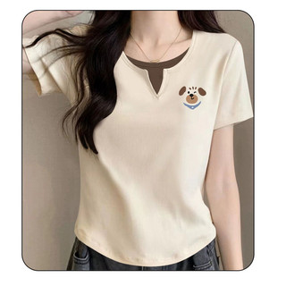 【Hạn giờ】Sáng Tạo Size Lớn MM Giả Hai Mảnh Áo Thun Thời Trang Thoải Mái Tay Ngắn Top