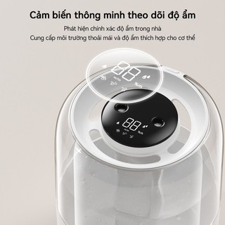 QUITEK Máy tạo độ ẩm phun kép 6.8L - Màn hình LED hiển thị nhiệt độ, độ ẩm, tích hợp đèn ngủ tiện lợi