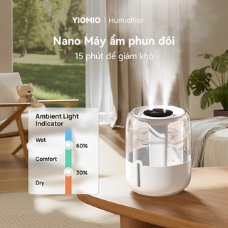 QUITEK Máy tạo độ ẩm phun kép 6.8L - Màn hình LED hiển thị nhiệt độ, độ ẩm, tích hợp đèn ngủ tiện lợi