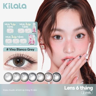 Kính áp tròng Kilala màu đen Vino Blanco Grey/Savage Gene Grey/FireworksPink cận 6 tháng DIA 14.2mm có độ (0-7) 1 cặp.