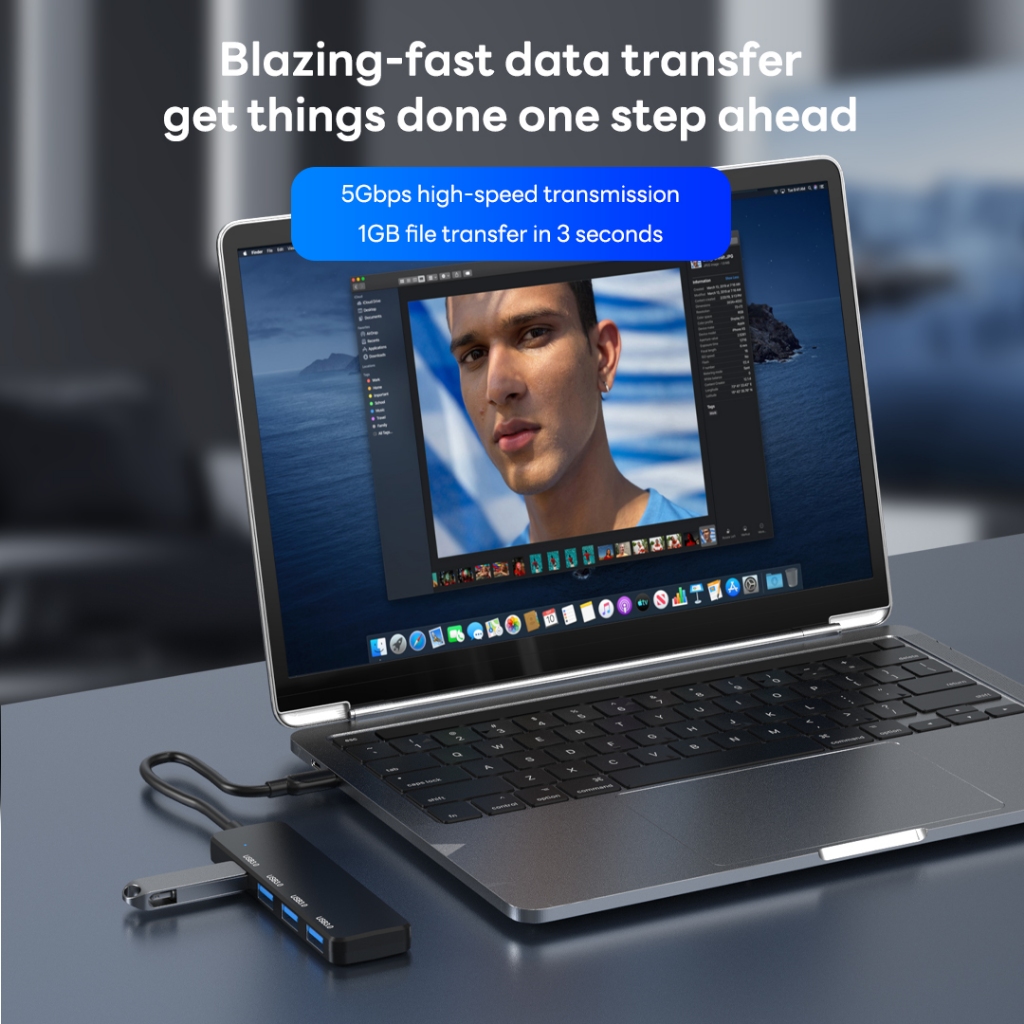 SUNROSE 4 cổng USB 3.0 Type-C Hub 5Gbps Truyền siêu tốc | 4 cổng Sử dụng đồng thời Kích thước bỏ túi nhỏ gọn Không có độ trễ chống mài mòn cho Windows / Mac / Linux