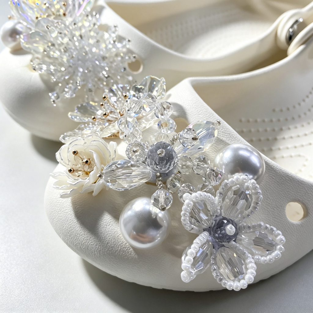 12 Chiếc Nữ Bé Gái Tắc Sandal Giày DIY Quyến Rũ Công Chúa Hoa Trắng Bling Bling Ngọc Trai Mặt Dây Chuyền Nút Lỗ Giày Trang Trí Bộ Phụ Kiện Quà Tặng