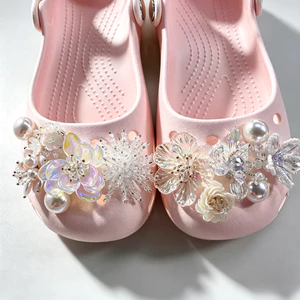 Fairy White Flower Pattern Shoe Charms 12 Chiếc Sandal Nữ Trang Trí Nút DIY Phụ Kiện Giày Bộ