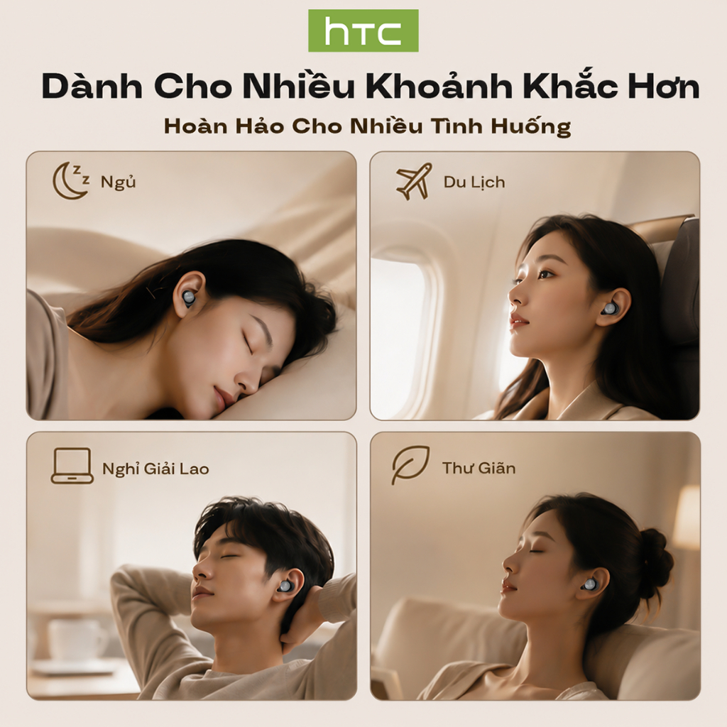 Tai nghe Bluetooth ngủ HTC NE92 Bluetooth 6.0 Chip bên ngủ thoải mái trong tai Hỗ trợ giấc ngủ Tai nghe không dây Trò chơi có độ trễ thấp Chất lượng âm thanh HiFi 1 năm Warran | BigBuy360 - bigbuy360.vn