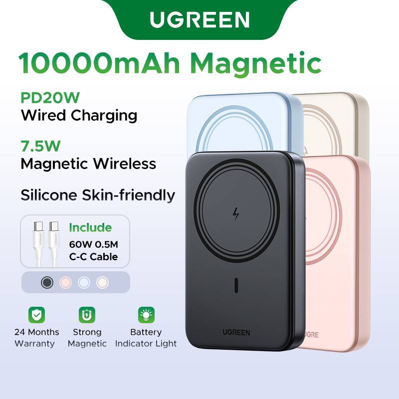 Ugreen Từ Không Dây 10000mAh Powerbank Sạc dự phòng Power Bank 10000mAh phiên bản mới dung tích lớn chất lượng Cho iPhone 12 13 14 15 Pro Mini