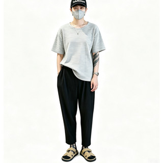 Miyake Xếp Ly Đến Mắt Cá Chân Quần Nam Thu Đông Drap Nhật Bản Dáng Rộng Cơ Bản Đơn Giản Nam Thẳng Quần