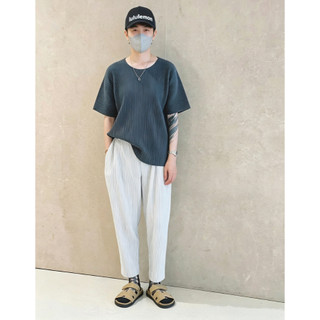 Miyake Quần Dài Tới Mắt Cá Chân Xếp Ly Ba Tầng Dáng Rộng Xếp Ly Thủ Công Hợp Thời Trang Cho NamJF149