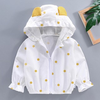 MuyoNowo Kids 100% Cotton Chống Nắng Áo Khoác Tai Gấu Dễ Thương Có Mũ Trùm Đầu Áo Mỏng