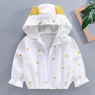MuyoNowo Kids 100% Cotton Chống Nắng Áo Khoác Tai Gấu Dễ Thương Có Mũ Trùm Đầu Áo Mỏng