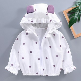 MuyoNowo Kids 100% Cotton Chống Nắng Áo Khoác Tai Gấu Dễ Thương Có Mũ Trùm Đầu Áo Mỏng