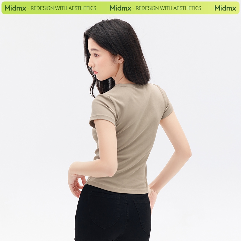 Áo thun nữ form ôm Babytee Midmx Áo Thun Nữ Ôm nữ Ôm Body Cổ Tròn Basic