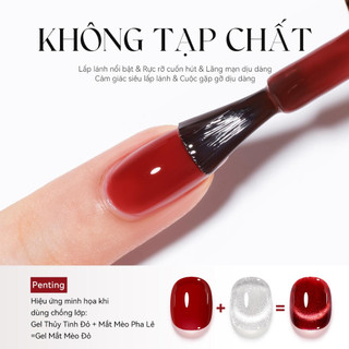 Miss Gooey Thu Đông Pha Lê Đỏ Mắt Mèo Gel Sơn Móng Tay 2026 Trẻ Trung Và Sang Trọng Xu Hướng Làm Trắng Hạt Thủy Tinh