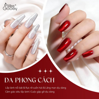 Miss Gooey Thu Đông Pha Lê Đỏ Mắt Mèo Gel Sơn Móng Tay 2026 Trẻ Trung Và Sang Trọng Xu Hướng Làm Trắng Hạt Thủy Tinh