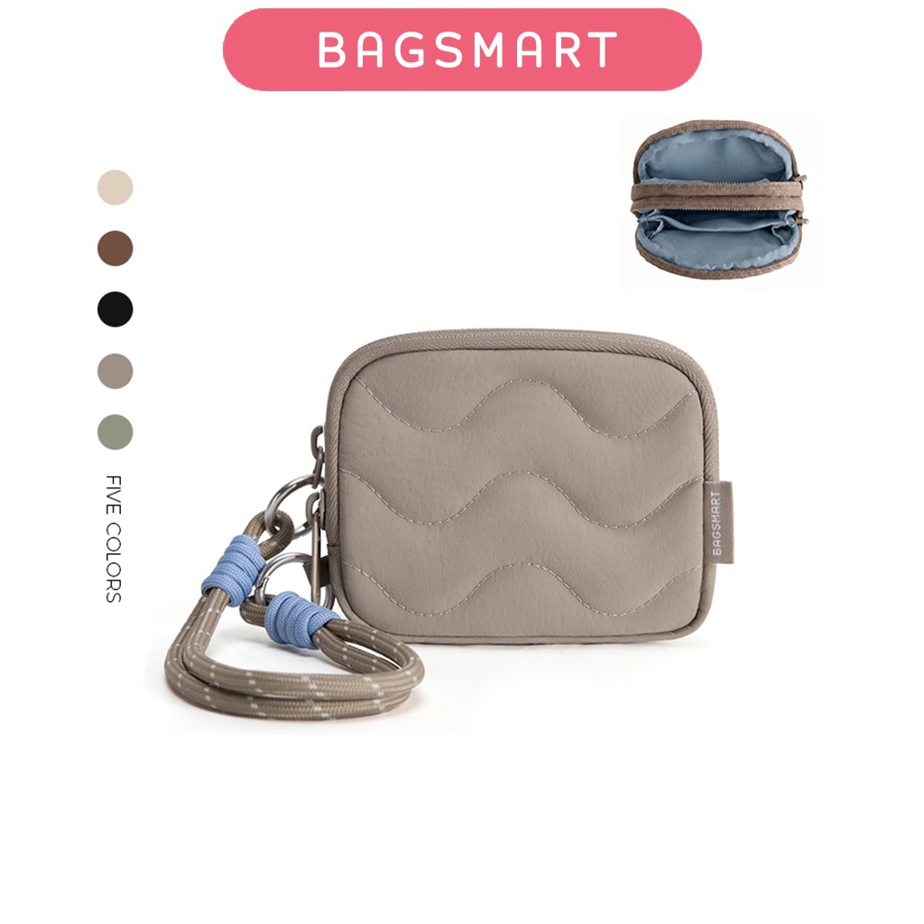 BAGSMART SOUND Hộp đựng thẻ ví đựng tiền xu hàng ngày, Tay cầm chắc chắn Dung lượng lớn nhỏ gọn để đi lại hàng ngày