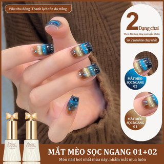 Miss Gooey Phong cách làm móng mới cho mùa thu đông Sơn gel hai tông màu hiệu ứng mắt mèo ngang xu hướng năm 2026 giúp làm sáng tông màu da và tạo diện mạo trong suốt