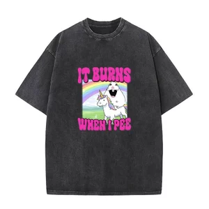Nó Bỏng Khi Tôi Đi Tiểu Hamster Ngộ nghĩnh Meme Đồ Họa Áo nam Nữ Thời Trang 100% Cotton Rửa Vintage Tay Ngắn Quá Khổ Áo Thun Dạo Phố
